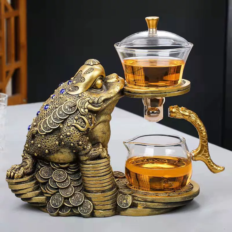 Glass automatic tea set, for luck