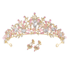 唯美水晶鑽手工串珠新娘婚禮晚宴頭飾 結婚頭箍髮飾表演 耳環皇冠