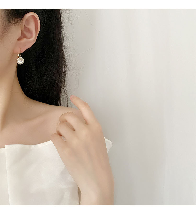 Fashion Round Copper Inlay Zircon Drop Earrings 1 Pair