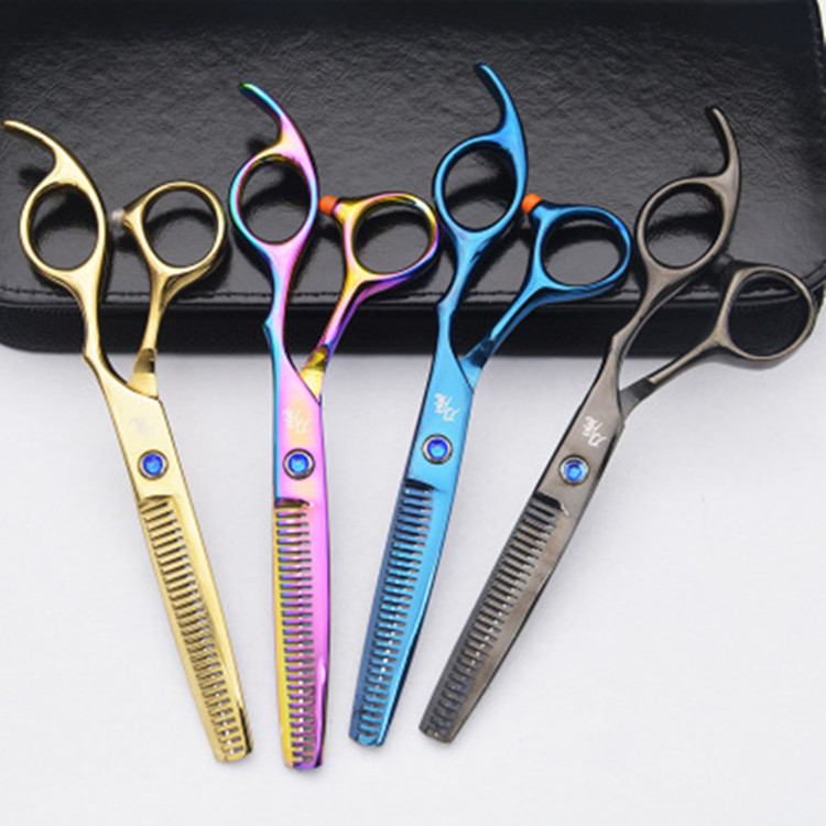 Barber Shop Hairstylist's Special 304 Stainless Steel Hairdressing Thinning Broken Hair Scissors Colorfulful Barber Scissors YQ-449