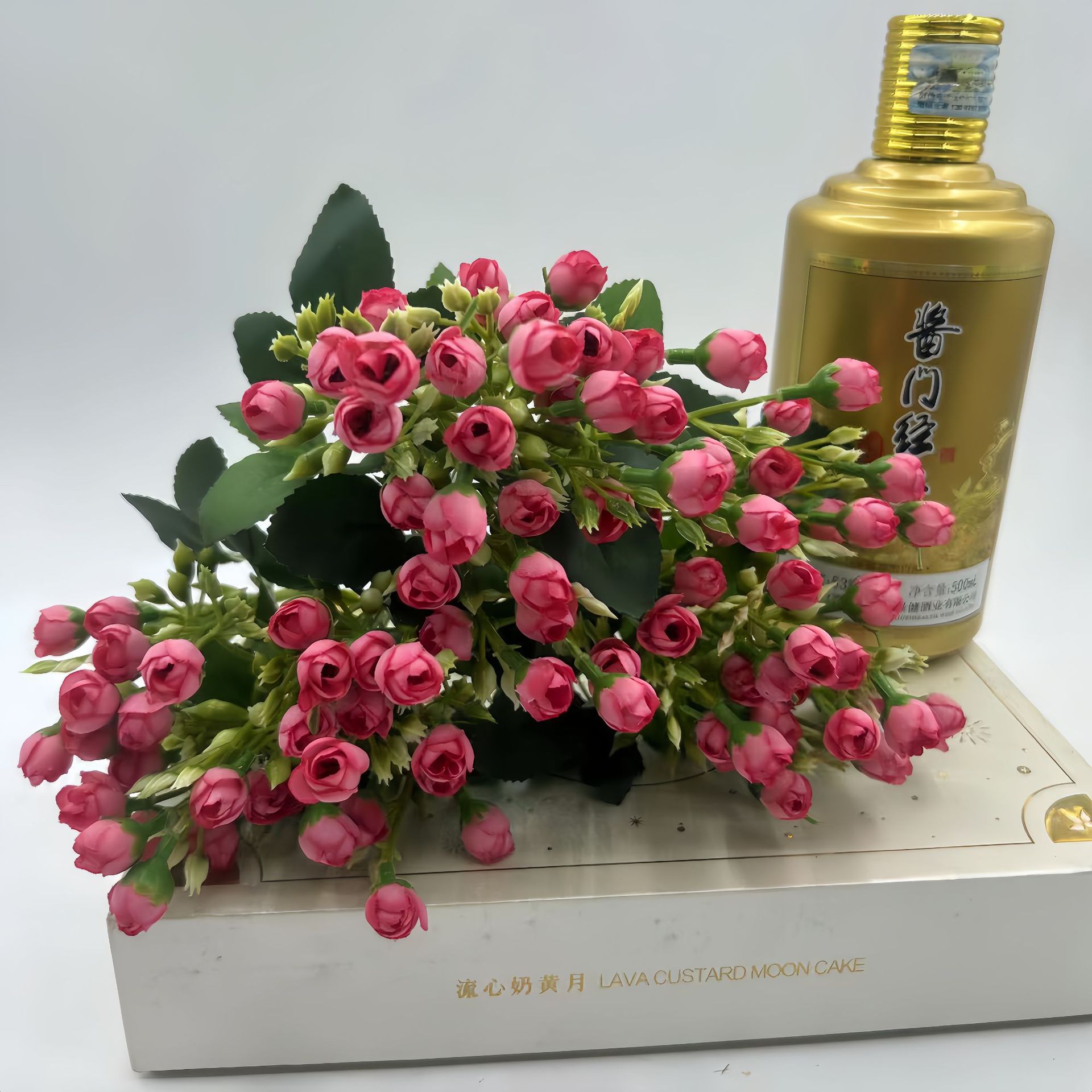 Simulación de un pequeño ramo de flores 5 horquillas 30 flores brotes de flores de Milán artificial simulación de brotes de rosas decoración de boda en el hogar