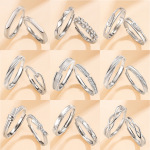 情侣戒指男女ins小众设计时尚奢华锆石对戒开口调节指环钻戒批发