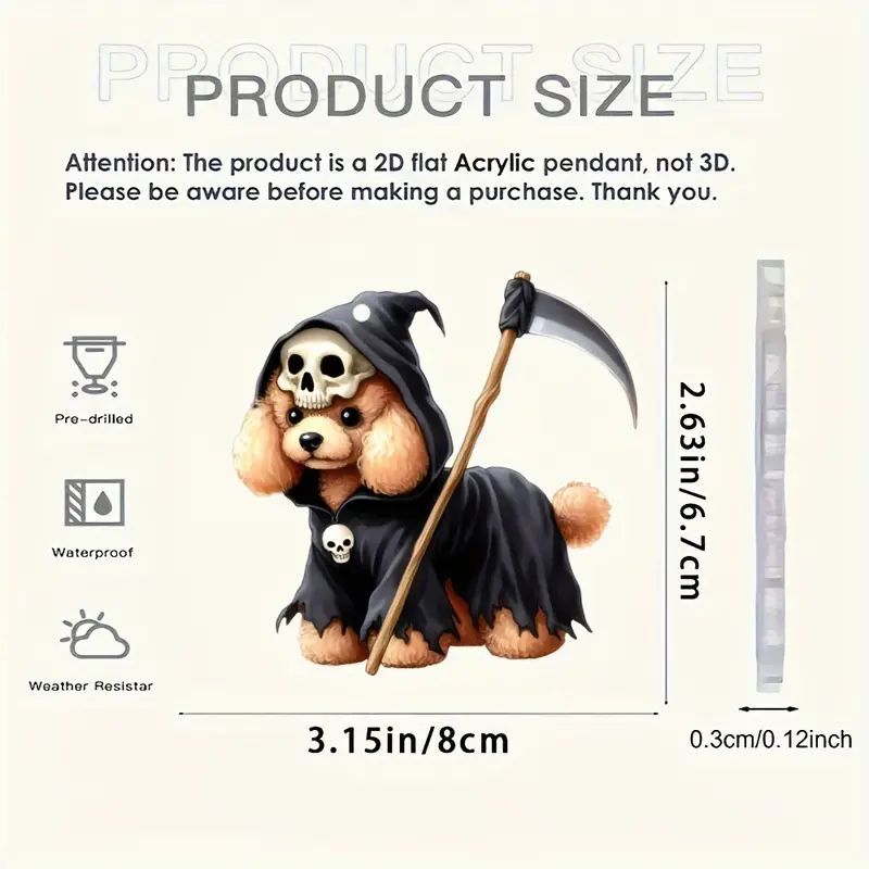 Halloween nuevo perro de la muerte navideño colgante acrílico plano transfronterizo colgante de automóvil colgante llavero colgante