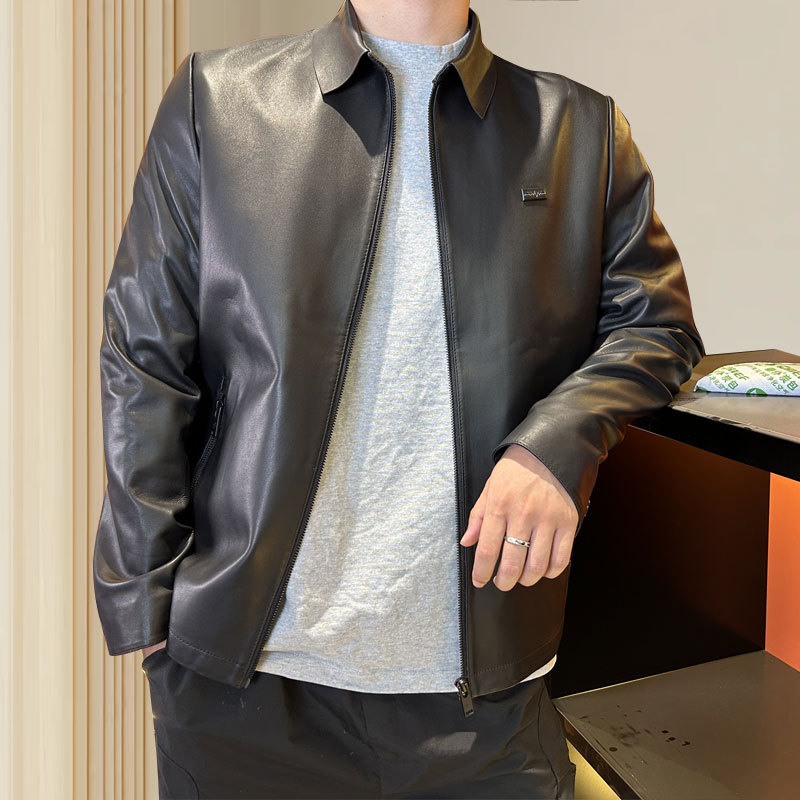 Black Leather Jacket for Men, Suitable for Spring and Autumn, Casual and Versatile, with a High-End Feel, Motorcycle Jacket, Slimming and Trendy Top Black Leather Jacket for Men, Suitable for Spring and Autumn, Casual and Versatile, with a High-End Feel, Motorcycle Jacket, Slimming and Trendy Top