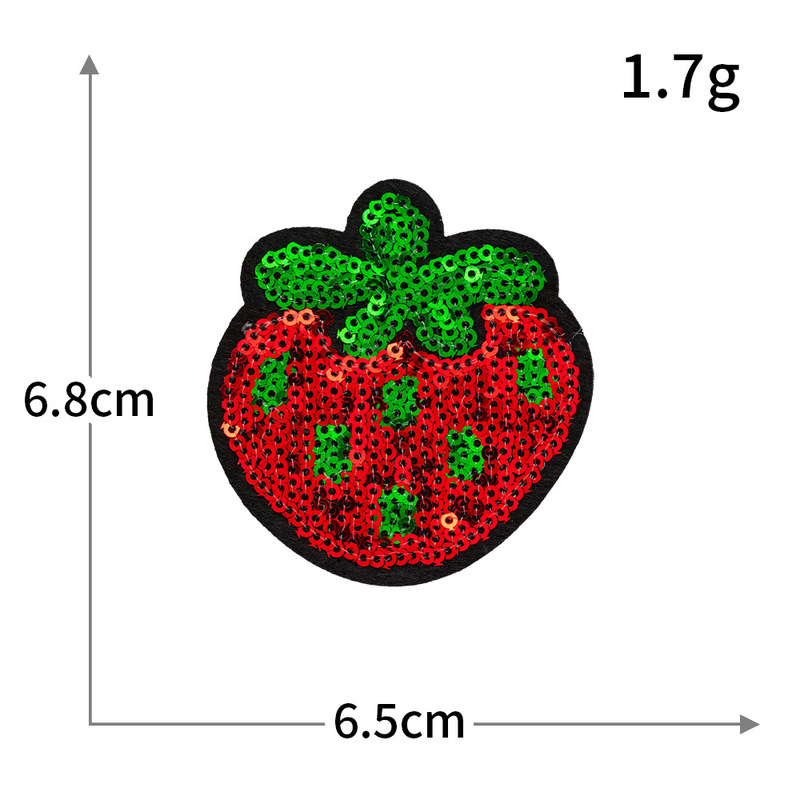 スパンコール刺繍布ラベル卸売コンピュータ刺繍チェリースイカイチゴスパンコールフルーツシリーズ刺繍布ステッカー縫製不要ステッカー|undefined