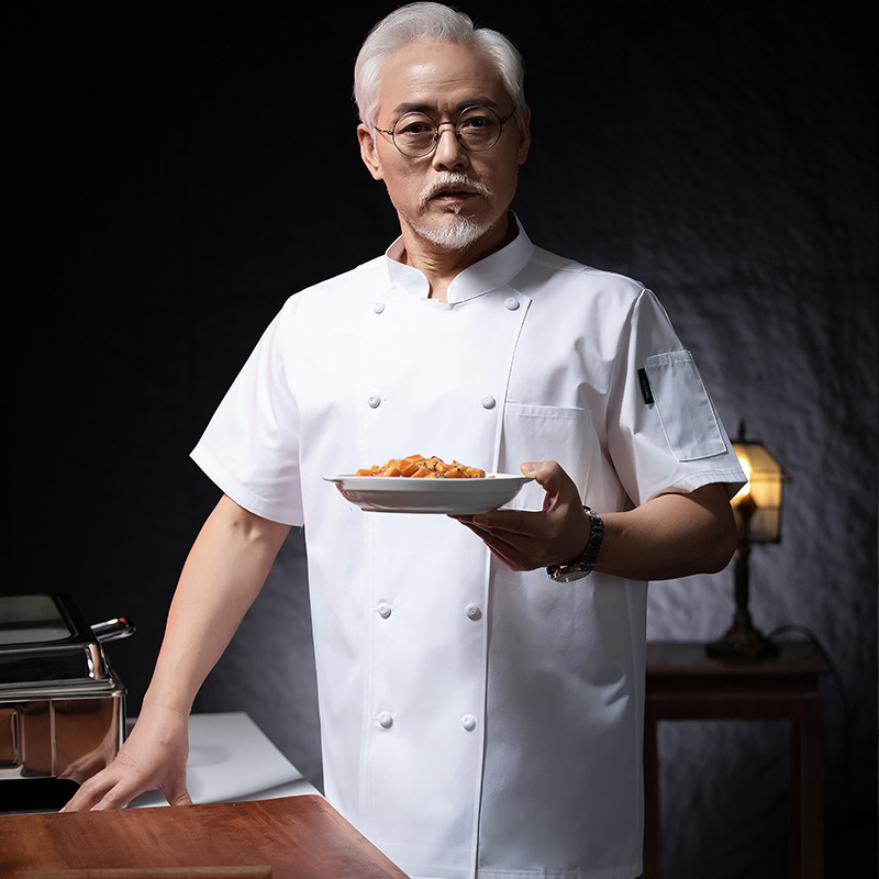 Hotel restaurant canteen kitchen work clothes short sleeve chef clothes baking storefront bag pastry chef summer white kitchen clothes