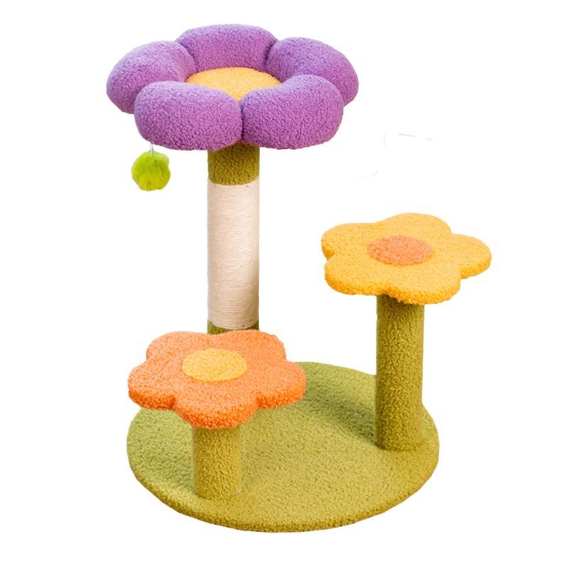 Flower Cat Climbing Rack Cat Nest Cat Tree Integrated Small No Occupying Sisal Cat Scratch Board No Scrap Toy Foreign Trade