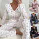 Ma Xun 2024 Cross-border Home Wear Casual Printed Pants Long Sleeve European and American Women's Pajamas Two-piece Set