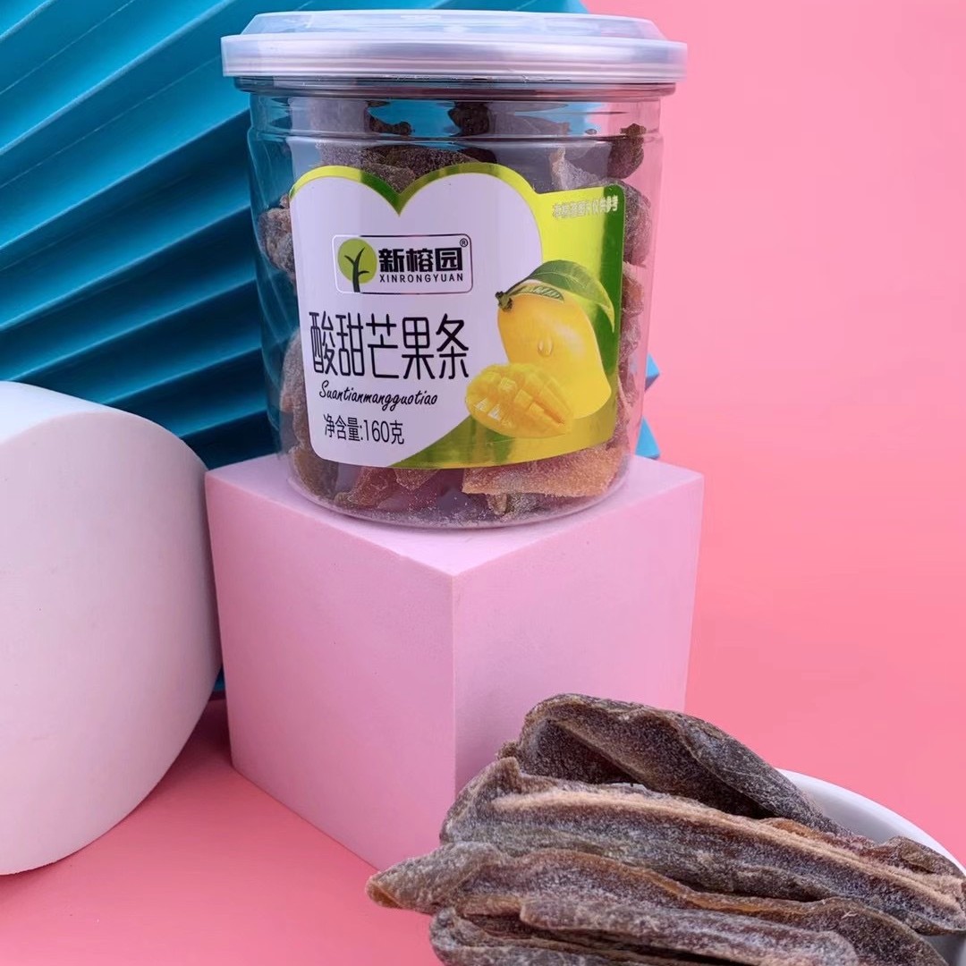 新榕园易拉罐蜜饯系列 160g酸甜芒果条 休闲零食蜜饯厂家批发代理