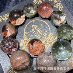 天然花幽霊緑幽霊丸珠無孔散珠聚宝盆幽霊単珠ペンダントチェーンアクセサリー緑幽霊