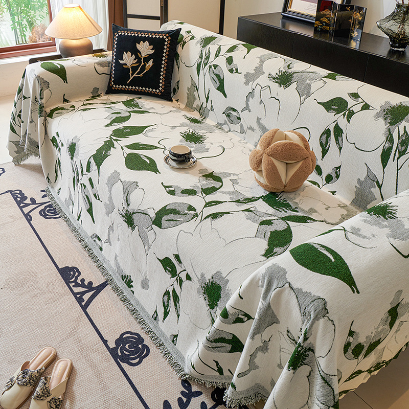 Plantas verdes toallas de sofá de alta calidad una cubierta de sofá general de cuatro estaciones cubierta de sofá cubierta de sofá manta