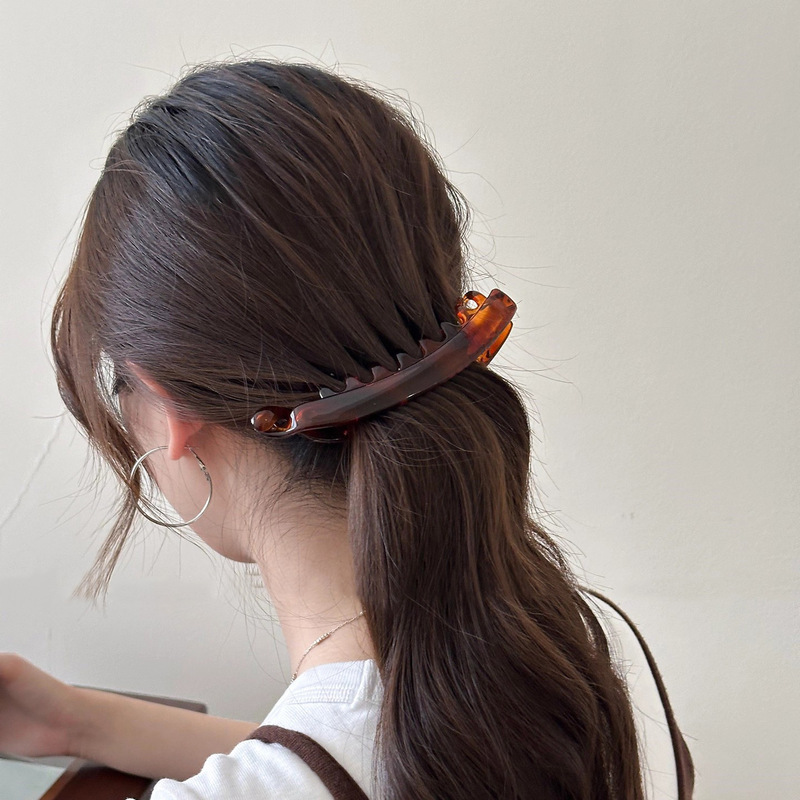 レトロヒョウ柄バナナクリップ女の子のための 2025 新しいニッチデザイン後頭部ヘアクリップ気質帽子ヘアアクセサリー|undefined