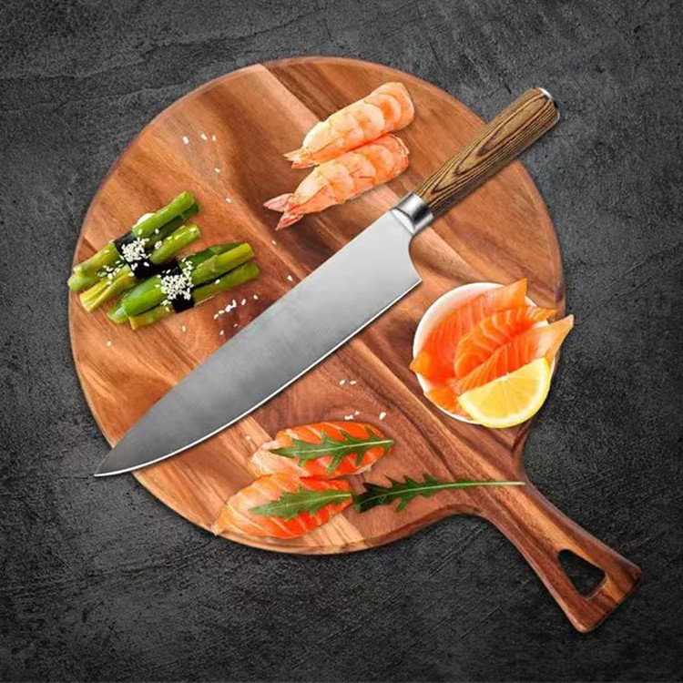 Tablero de pizza de madera de acacia con mango tablero de filete de madera maciza tabla de cortar pan tabla de cortar bandeja de madera pala de pizza de madera