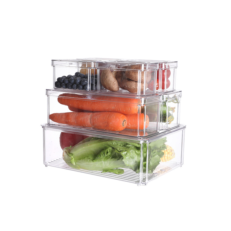 PET cocina refrigerador caja de almacenamiento multi-pieza de frutas y verduras crujiente snack caja de almacenamiento de fábrica al por mayor de suministro directo