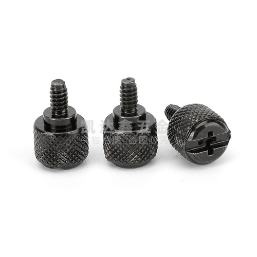 Computer case knurled hand screws cross round head step screws black zinc fasteners manufacturer wholesale 6-32