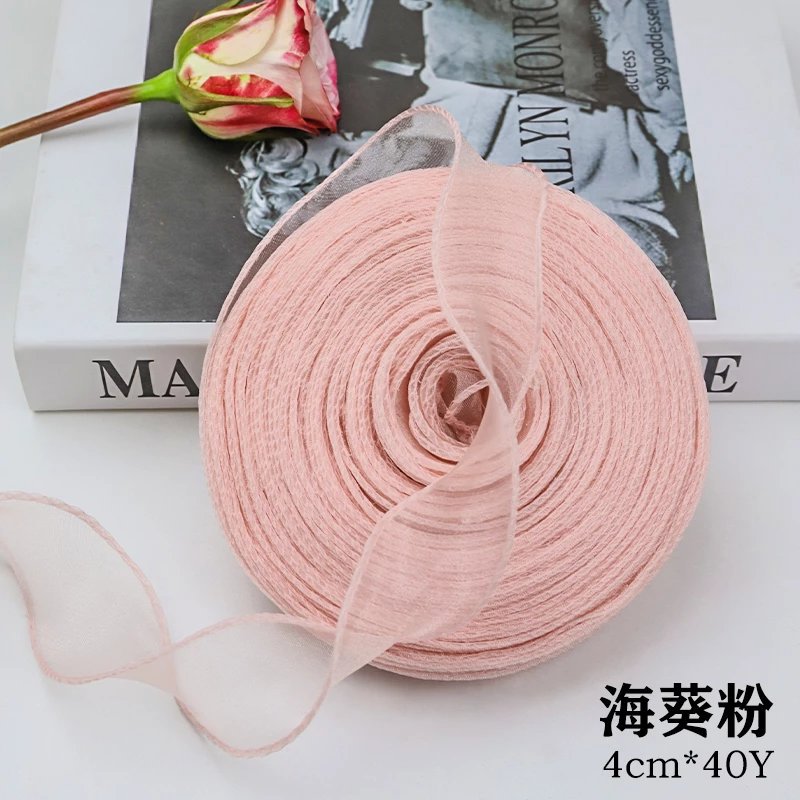 En stock al por mayor 4cm Phnom Penh fishtail hilo llano envuelto flor amplia cinta onda cinta ramo de flores material de embalaje