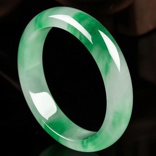 Myanmar Laokeng Floating Flower Yang Green Treated Jade Bracelet Jade Bracelet for Women to Give to Girlfriend as a Gift Hot Sale