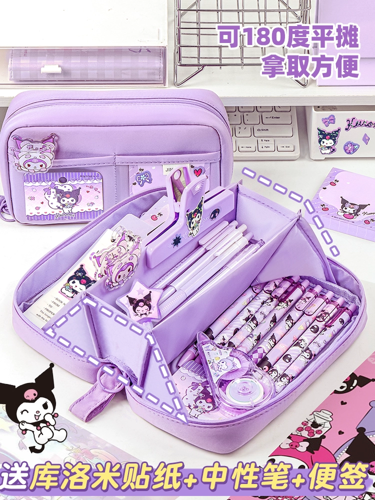 Сумка-карандаш, 5-слойная коробка для канцелярских принадлежностей для девочек очень большой вместимости, новый стиль 2025 года, пенал для учащихся начальной и средней школы с наклейками