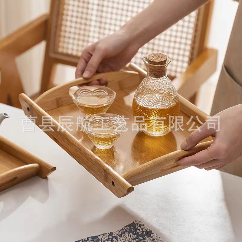 竹木长方形茶水托盘家用客厅零食点心盘酒店餐厅木制餐盘