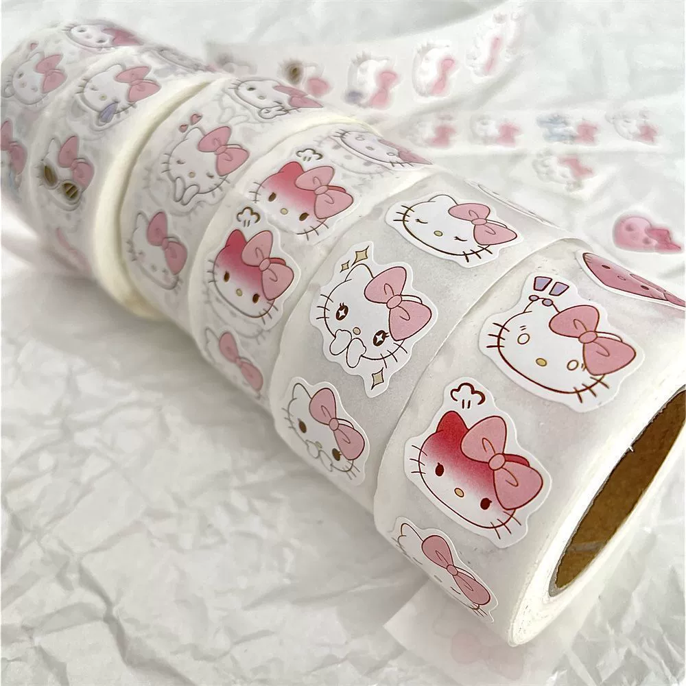 Sticker Roll (Hello Kitty) 1.9 cm width, pattern 1.6 cm, 6.6 m cute fuchsia designs