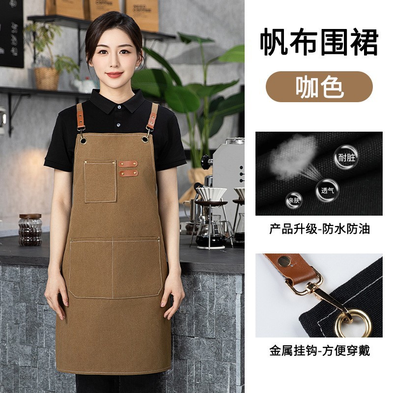 Gran por mayor delantal lienzo a prueba de aceite doméstico té de leche cafetería cocina horticultura ropa de trabajo impresión antisucia un lote