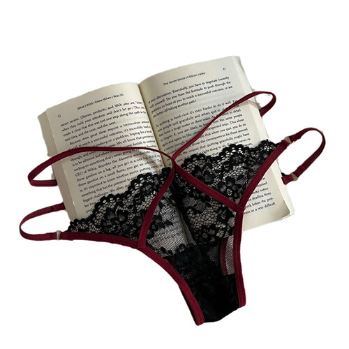 Pure Desire Cross Strap Lace Panties Women's Fashion Sexy Pure Desire Low Waist Briefs with Hollow Breathable Cotton Crotch