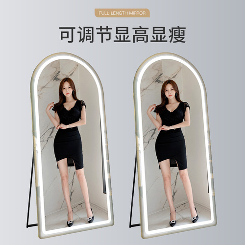 Wholesale Nordic Vlogger Full-Length Mirror Home Use Floor Mirror LED Lighted Dressing Mirror Wall Mounted Fashion Store Try-On Mirror