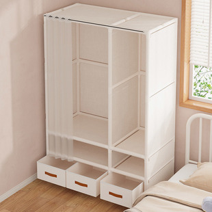 Simple Wardrobe for Home Bedroom, Strong and Durable Cloth Wardrobe, Rental Room Hanging Clothes Storage, Multi-Functional Wardrobe Collection and Recession