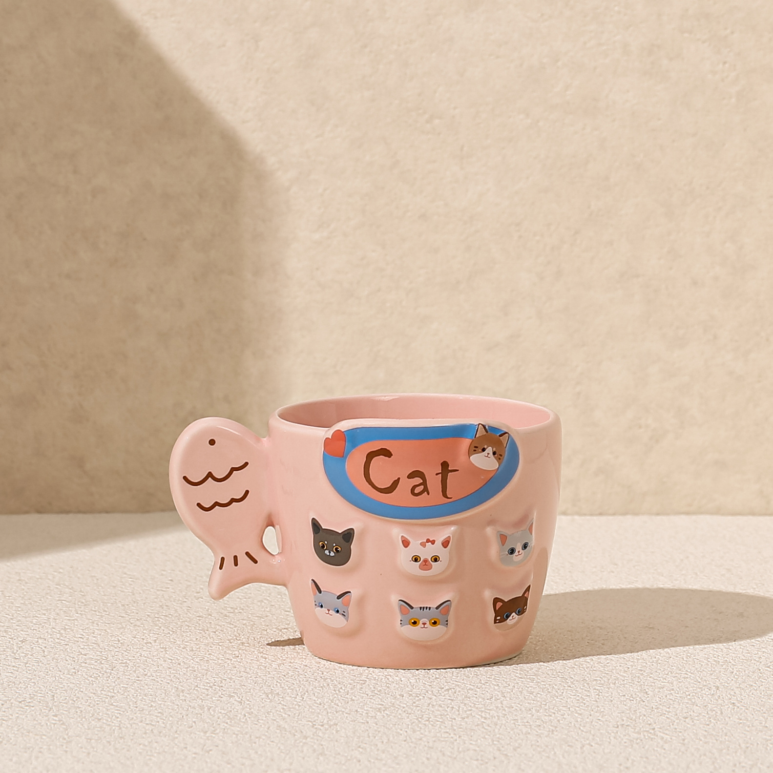 Taza de gatito de cerámica esmaltada taza de marca de color taza de desayuno taza de leche taza de agua taza de té de leche taza de diversión