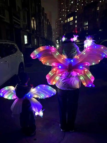 Butterfly Wings Balloon Wholesale Inflatable Back Decoration Children's Night Market Stall Internet Celebrity Angel Handheld Stick Luminous Bobo Ball