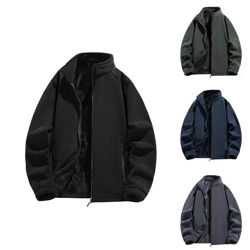 秋冬新款跨境防御保暖抓绒衣加厚奥粒绒外套高品质摇粒绒休闲开衫