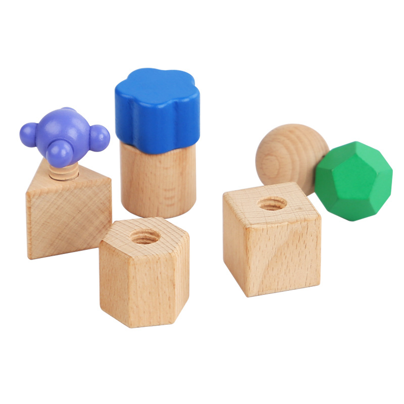 Tornillo de madera Juguete de combinación de rotación sexual para niños 2 años 3 bebé desmontaje práctico de partículas grandes Montessori extraíble