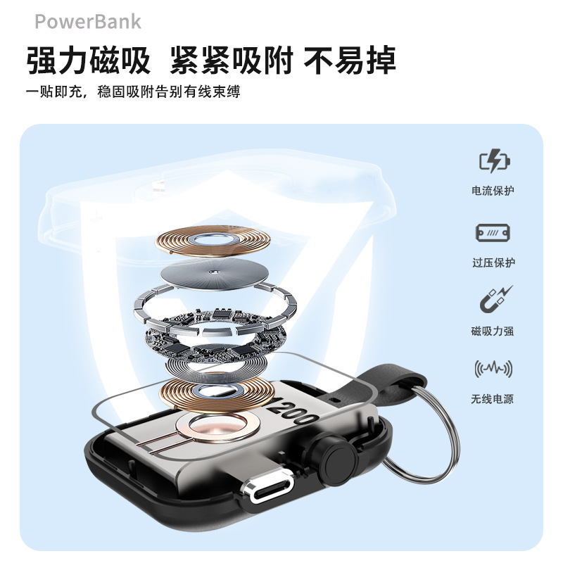 新しいミニ磁気ワイヤレスパワーバンク 1200mAh は、Apple の全シリーズの磁気ポータブル電源に適しています|undefined