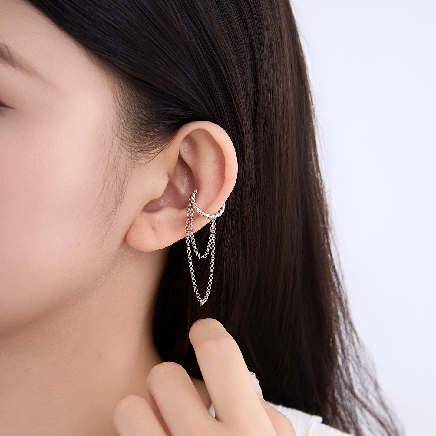 Xuping lengüetas de doble cadena de orejas colgantes de nicho dulce personalidad fría viento sin agujeros de orejas se puede usar auriculares mayoristas