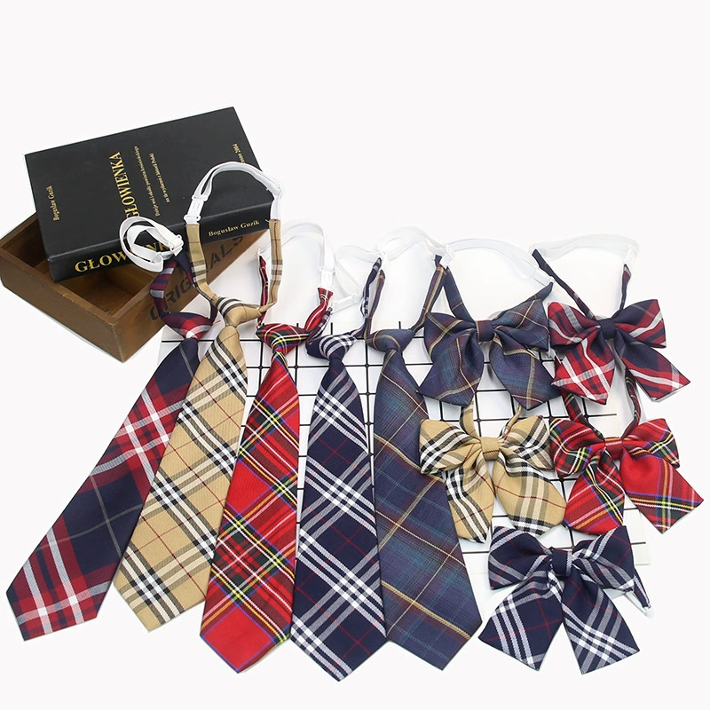 Student Uniform Bow Set — Bow Tie & Ribbon Accessory, plaid school style, adjustable strap