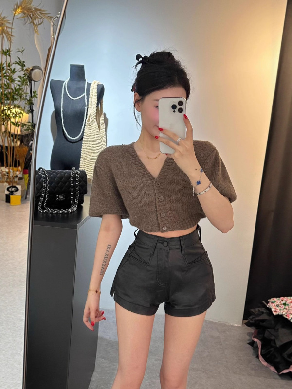 韩魅儿工装裤女夏季新款韩版高腰显瘦设计感涂层短裤潮裤子7016|undefined