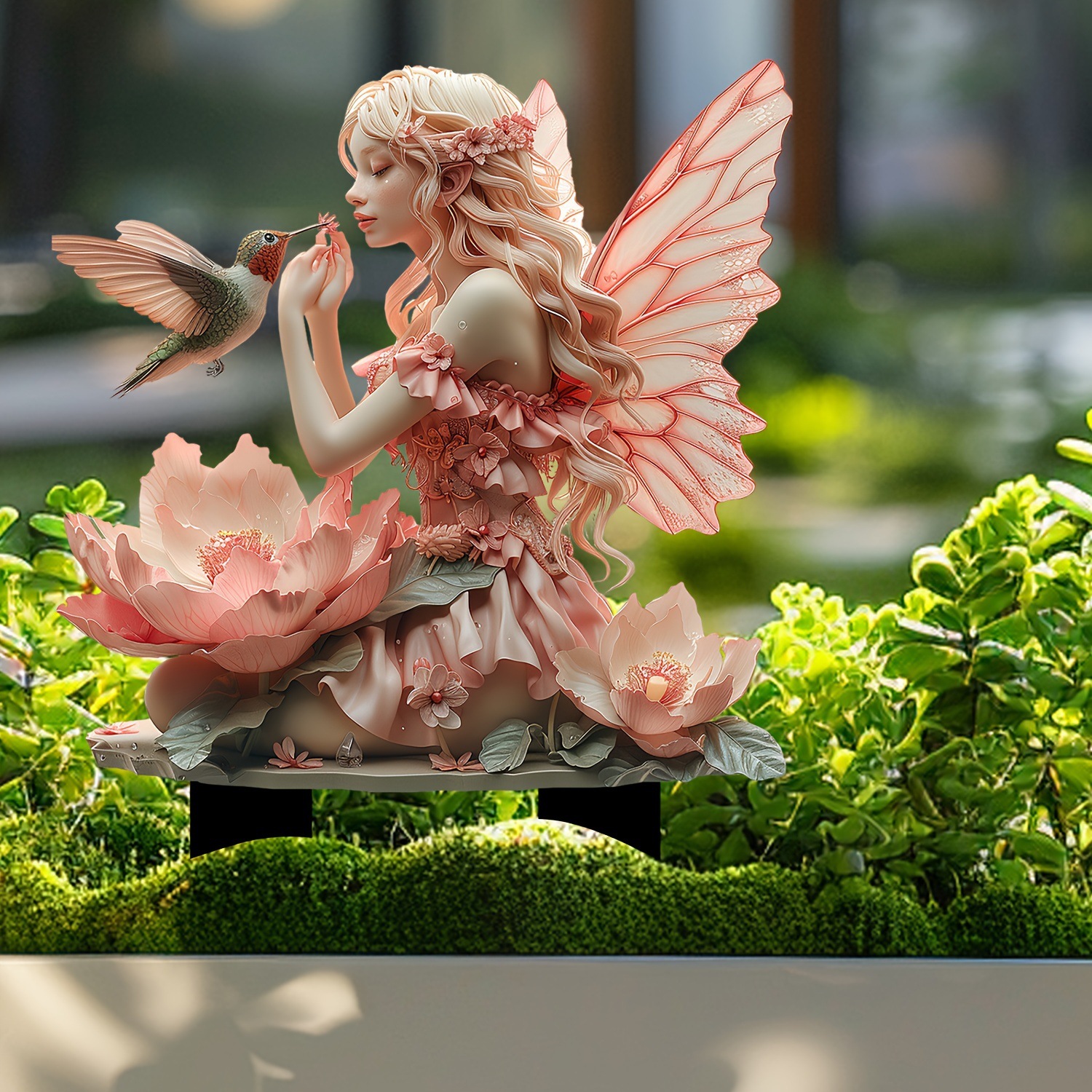 Transfronterizo Bohemia viento acrílico jardín pila decoración hadas y colibríes decoración al aire libre acrílico jardín pila