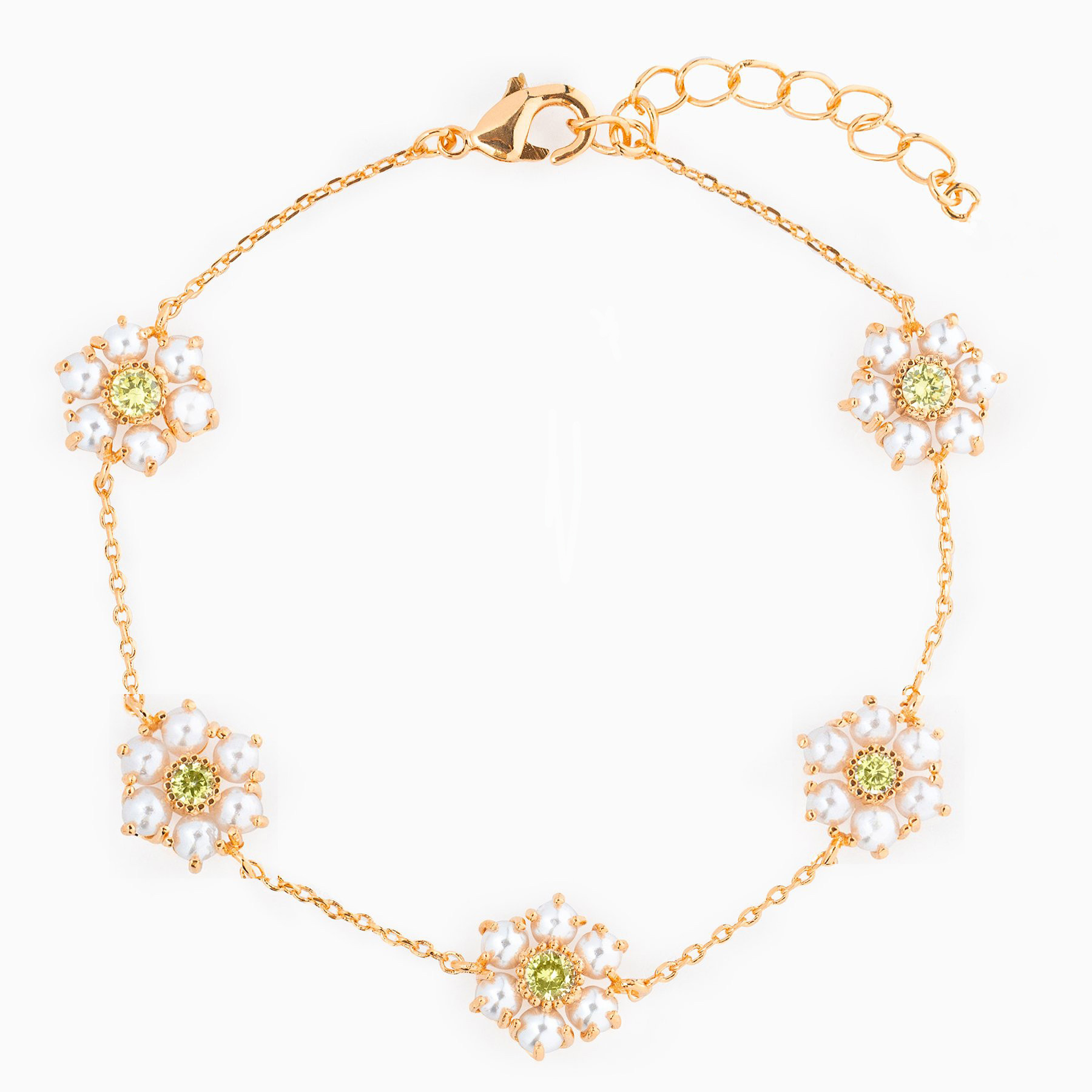 Fashion Pearl Copper Plating 18K Real Gold Multi-Pendant Bracelet