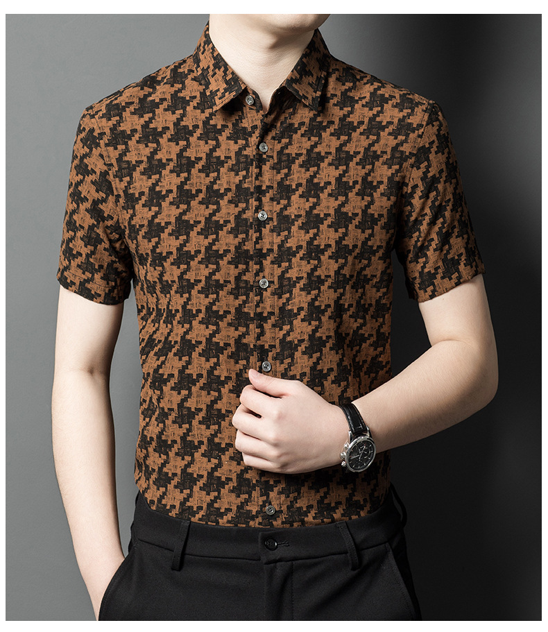 Mulberry silk short-sleeved shirt for men in summer, loose, casual, fashionable and versatile. Thin silk satin shirt for dad pic 11