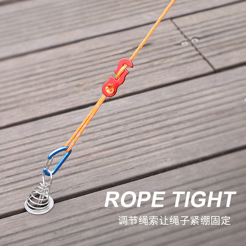 Estilo de camping al aire libre, tienda de campaña, hebilla de cuerda de viento, doble ojo, aleación de aluminio, paracord, hebilla de ajuste deslizante fijo, dosel portátil