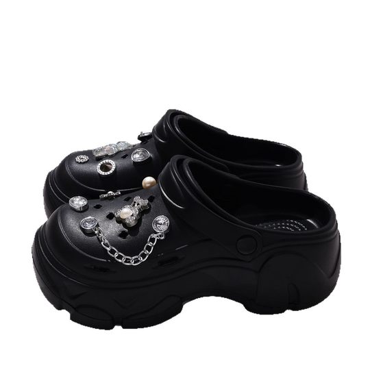 EVA Hole Shoes Women's 2025 New Summer Thick Sole Outwear Slip-on Seaside Beach Non-slip Baotou Sandals for Women