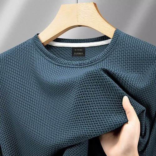 Chaolun cloth cross-border ice silk short-sleeved men's T-shirt bamboo joint round neck 2025 new T-shirt men's base summer solid color thin