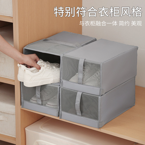 Amazon fabric storage shoe box transparent shoe storage sneaker storage drawer-type organizer box washable