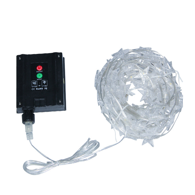 Luz de línea de cuero de estrella impermeable luz de color decoración de jardín Luz de árbol Cielo estrellado estrella de cinco puntas Navidad LED Cadena de luz solar