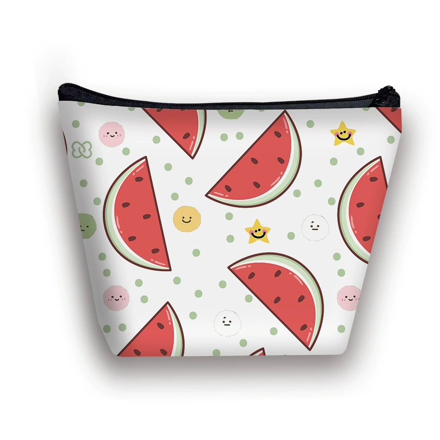 Новая большая косметичка с двусторонней печатью фруктов, трехмерная детская сумка для хранения, повседневная сумка на молнии с героями мультфильмов, трансграничная