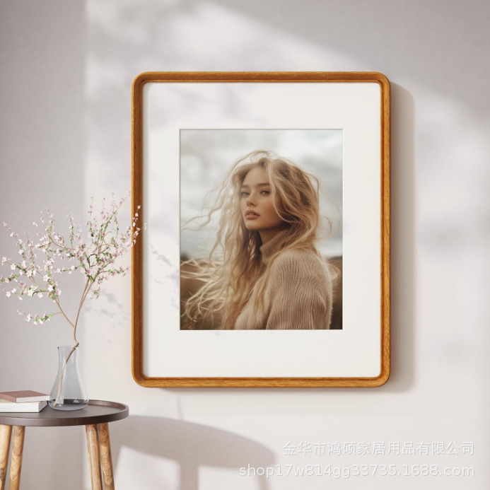 27.94X 35.56cm Photo Frame Natural Teak Solid Wood Poster Frame with Tempered Glass Handmade Picture Frame