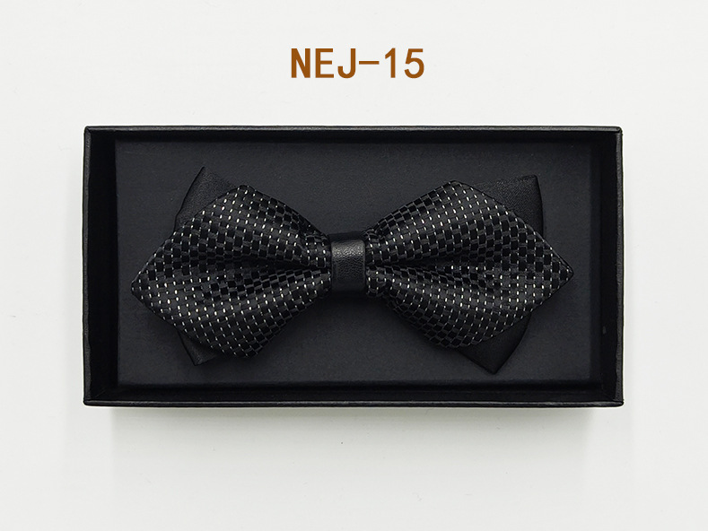 Pajarita negra de color sólido para hombre Boda británica Boda novio padrino traje camisa arco caja de regalo embalaje