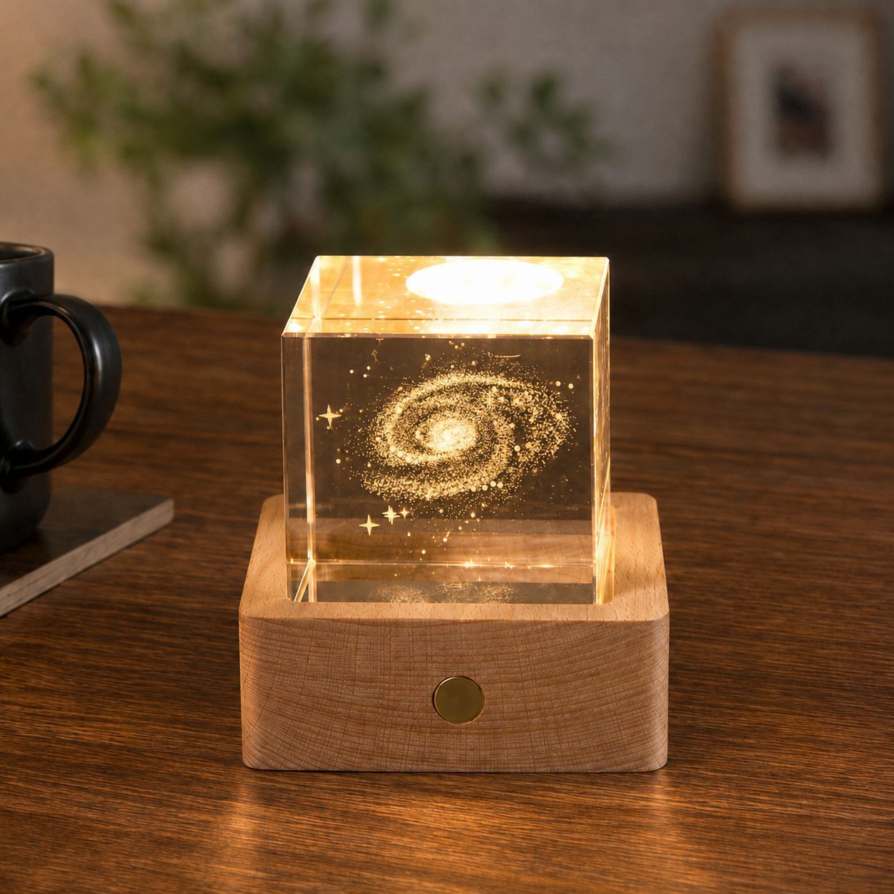 Lámpara de Noche de Cristal con Forma de Nube, Cubo Pequeño de Cristal, Adorno Creativo para Escritorio, Lámpara de Noche, Árbol de Cristal, Regalo para Niña, Transfronterizo