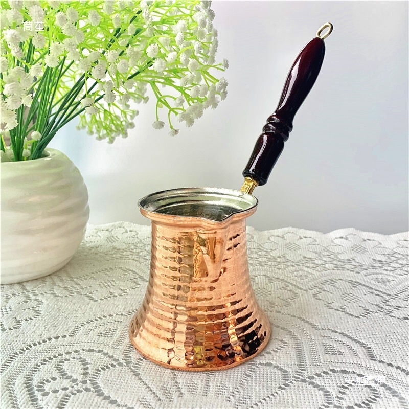 Turkish Handmade Thickened Purple Pour-Over Coffee Pot Teapot Cezve with Wooden Handle Heat-Resistant Trendy European Style Turkish Handmade Thickened Purple Pour-Over Coffee Pot Teapot Cezve with Wooden Handle Heat-Resistant Trendy European Style