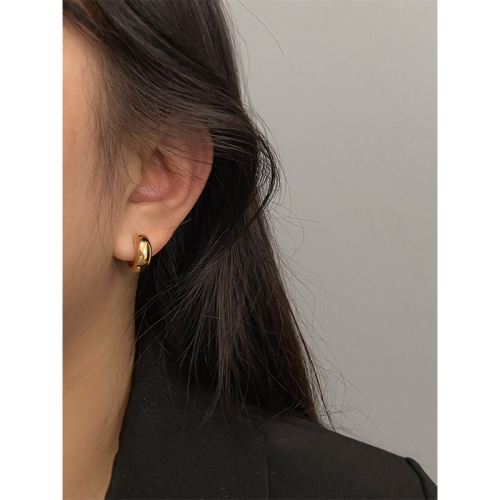 High-end earrings, mosquito-repellent disc ear clips, metal compact hoop earrings, simple hoop earrings, no pierced ears, retro for women